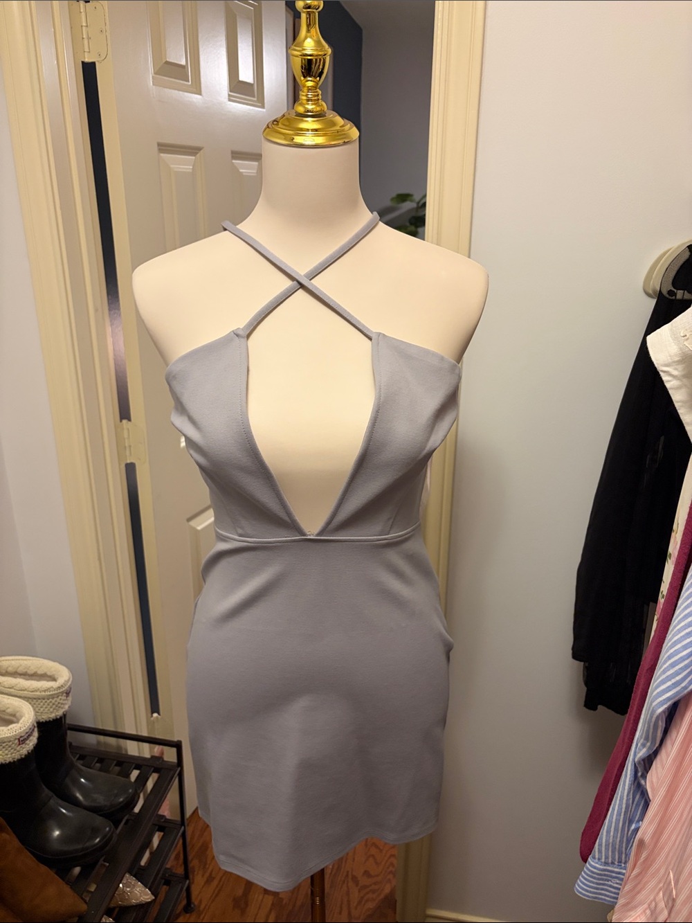 NWT Tobi Light Gray Open-Front Dress